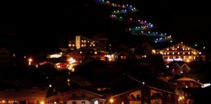 Morzine lit up at night
