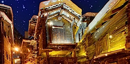 Snowy Zermatt at night